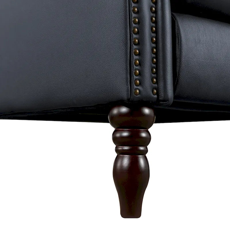 Fauteuil inclinable inclinable en cuir véritable de style milieu du siècle, camel/brun-rouge/bleu, pour 1 personne