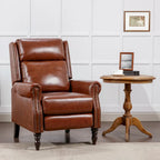 Fauteuil inclinable inclinable en cuir véritable de style milieu du siècle, camel/brun-rouge/bleu, pour 1 personne
