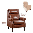 Fauteuil inclinable inclinable en cuir véritable de style milieu du siècle, camel/brun-rouge/bleu, pour 1 personne