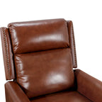 Fauteuil inclinable inclinable en cuir véritable de style milieu du siècle, camel/brun-rouge/bleu, pour 1 personne