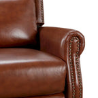 Fauteuil inclinable inclinable en cuir véritable de style milieu du siècle, camel/brun-rouge/bleu, pour 1 personne