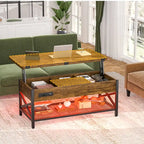 Table basse relevable moderne 4 couleurs avec LED RVB, USB et prises de courant pour 2+