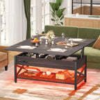Table basse relevable moderne 4 couleurs avec LED RVB, USB et prises de courant pour 2+