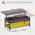 Table basse relevable moderne 4 couleurs avec LED RVB, USB et prises de courant pour 2+
