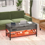 Table basse relevable moderne 4 couleurs avec LED RVB, USB et prises de courant pour 2+