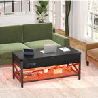 Table basse relevable moderne 4 couleurs avec LED RVB, USB et prises de courant pour 2+