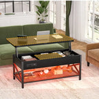 Table basse relevable moderne 4 couleurs avec LED RVB, USB et prises de courant pour 2+