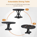 Table de salle à manger ronde extensible 4 places de style ferme à 3 couleurs et 4 chaises rembourrées
