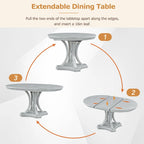 Table de salle à manger ronde extensible 4 places de style ferme à 3 couleurs et 4 chaises rembourrées