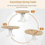 Table de salle à manger ronde extensible 4 places de style ferme à 3 couleurs et 4 chaises rembourrées