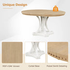 Table de salle à manger ronde extensible 4 places de style ferme à 3 couleurs et 4 chaises rembourrées