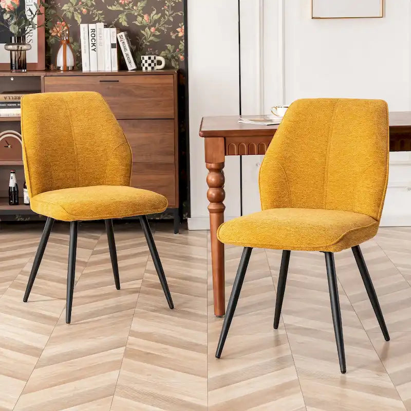 Lot de 2 chaises de salle à manger capitonnées sans accoudoirs 5 couleurs
