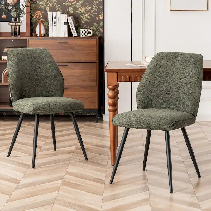 Lot de 2 chaises de salle à manger capitonnées sans accoudoirs 5 couleurs