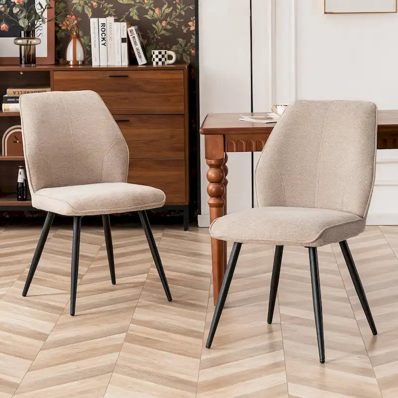 Lot de 2 chaises de salle à manger capitonnées sans accoudoirs 5 couleurs