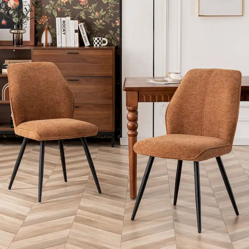 Lot de 2 chaises de salle à manger capitonnées sans accoudoirs 5 couleurs