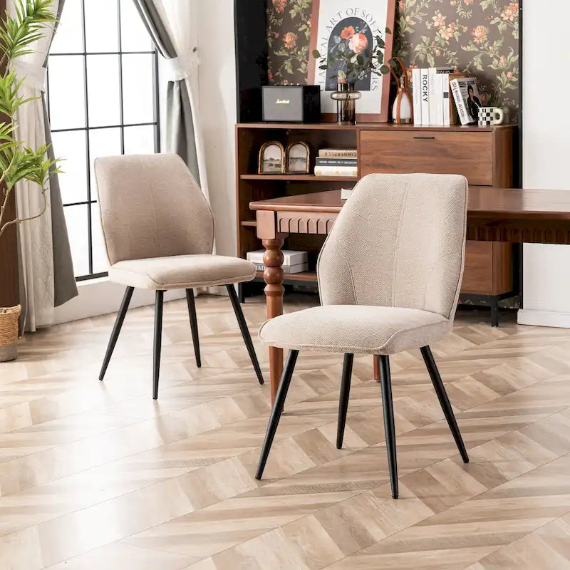 Lot de 2 chaises de salle à manger capitonnées sans accoudoirs 5 couleurs