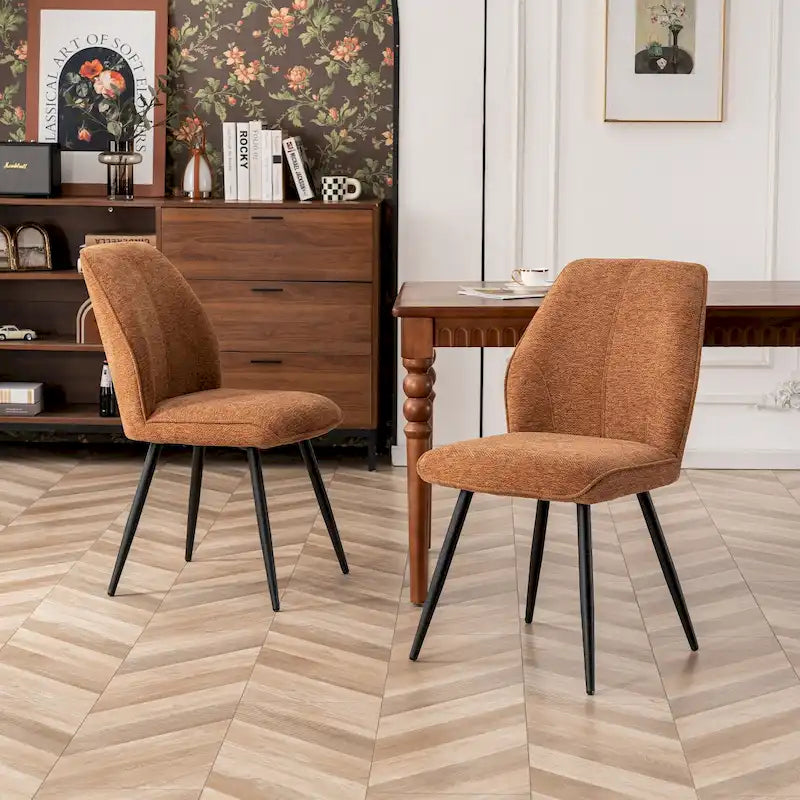 Lot de 2 chaises de salle à manger capitonnées sans accoudoirs 5 couleurs