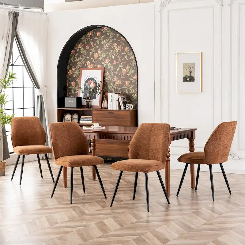 Lot de 2 chaises de salle à manger capitonnées sans accoudoirs 5 couleurs