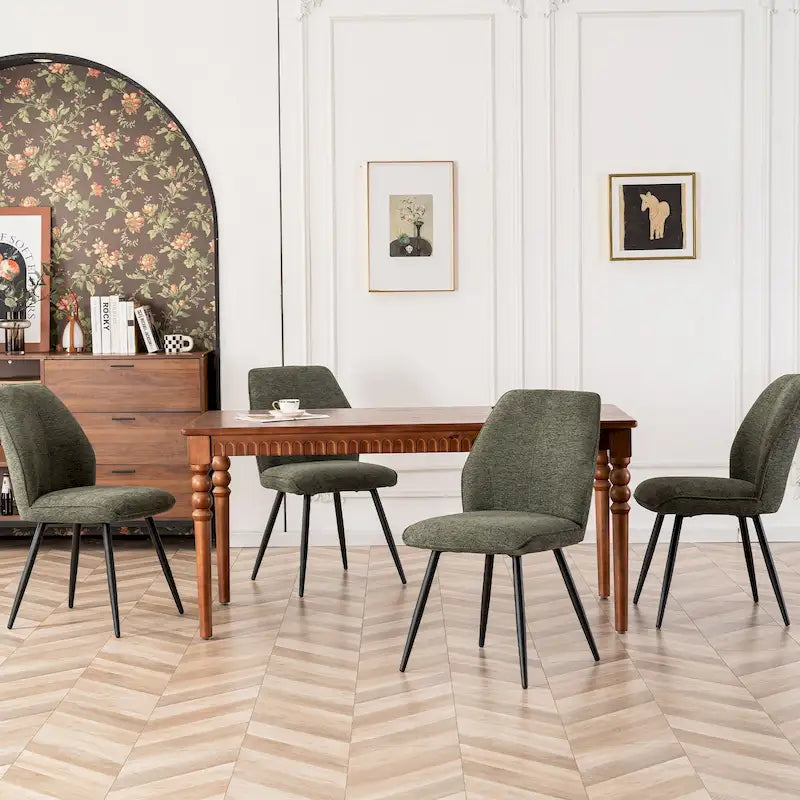 Lot de 2 chaises de salle à manger capitonnées sans accoudoirs 5 couleurs