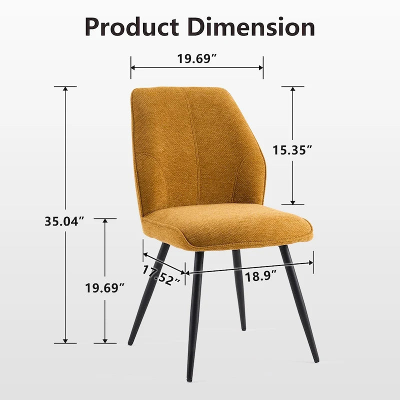 Lot de 2 chaises de salle à manger capitonnées sans accoudoirs 5 couleurs