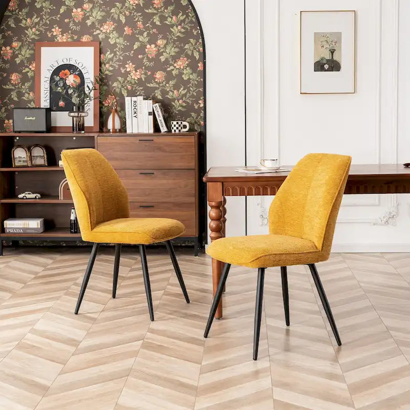 Lot de 2 chaises de salle à manger capitonnées sans accoudoirs 5 couleurs
