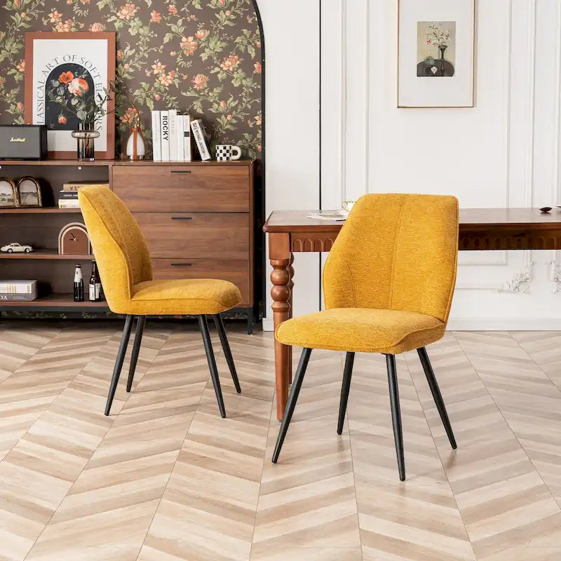 Lot de 2 chaises de salle à manger capitonnées sans accoudoirs 5 couleurs