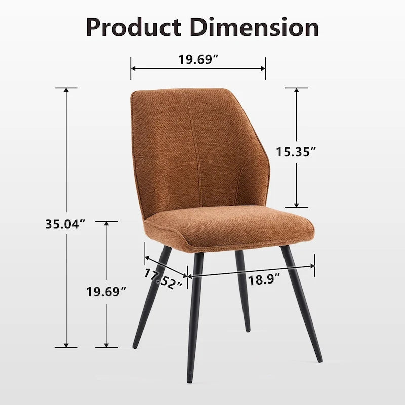 Lot de 2 chaises de salle à manger capitonnées sans accoudoirs 5 couleurs