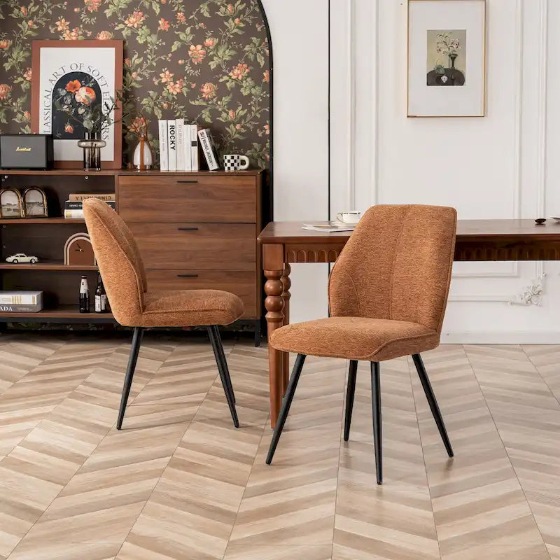 Lot de 2 chaises de salle à manger capitonnées sans accoudoirs 5 couleurs
