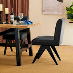 Chaise de salle à manger mi-siècle en similicuir marron/noir avec pieds en bois en V (lot de 2 ou 4)