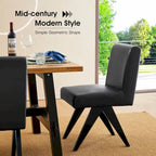 Chaise de salle à manger mi-siècle en similicuir marron/noir avec pieds en bois en V (lot de 2 ou 4)