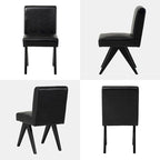 Chaise de salle à manger mi-siècle en similicuir marron/noir avec pieds en bois en V (lot de 2 ou 4)