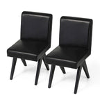 Chaise de salle à manger mi-siècle en similicuir marron/noir avec pieds en bois en V (lot de 2 ou 4)