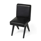 Chaise de salle à manger mi-siècle en similicuir marron/noir avec pieds en bois en V (lot de 2 ou 4)