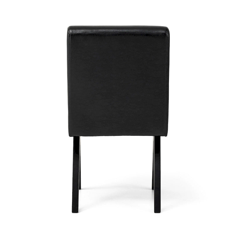 Chaise de salle à manger mi-siècle en similicuir marron/noir avec pieds en bois en V (lot de 2 ou 4)