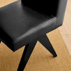 Chaise de salle à manger mi-siècle en similicuir marron/noir avec pieds en bois en V (lot de 2 ou 4)