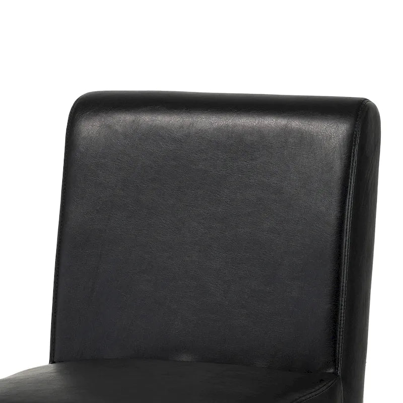 Chaise de salle à manger mi-siècle en similicuir marron/noir avec pieds en bois en V (lot de 2 ou 4)
