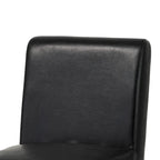 Chaise de salle à manger mi-siècle en similicuir marron/noir avec pieds en bois en V (lot de 2 ou 4)