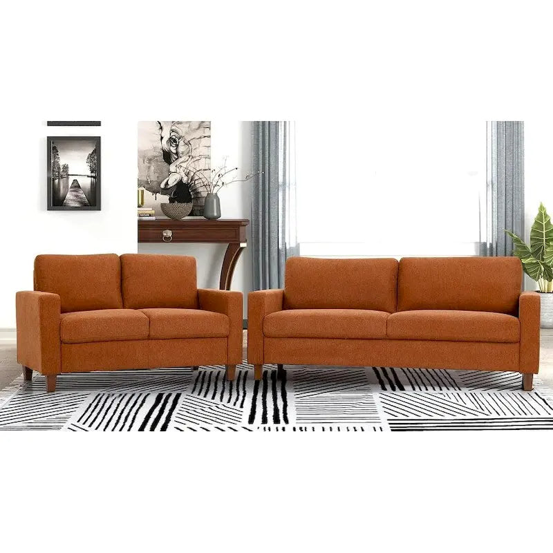 Ensemble canapé et causeuse 2 pièces de style moderne du milieu du siècle, 4 couleurs, avec coussins réversibles pour 3 personnes et plus