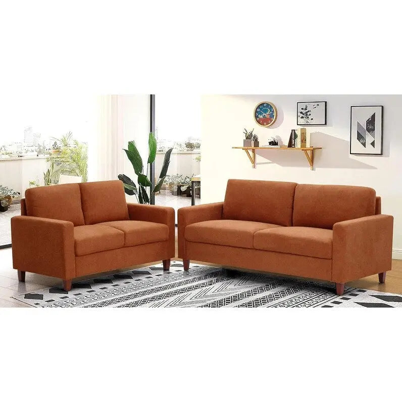Ensemble canapé et causeuse 2 pièces de style moderne du milieu du siècle, 4 couleurs, avec coussins réversibles pour 3 personnes et plus