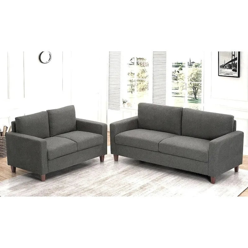 Ensemble canapé et causeuse 2 pièces de style moderne du milieu du siècle, 4 couleurs, avec coussins réversibles pour 3 personnes et plus