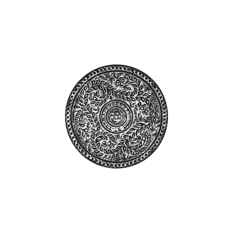 Table d'appoint ronde bohème antique en fer noir et blanc pour 1 personne