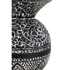 Table d'appoint ronde bohème antique en fer noir et blanc pour 1 personne