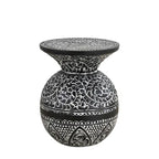Table d'appoint ronde bohème antique en fer noir et blanc pour 1 personne