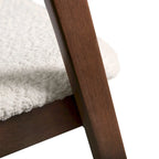 Chaise de salle à manger incurvée avec dossier en bouclette, pattes en bois, style Mid-Century, noyer/beige, pour 2 (lot de 2)