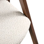 Chaise de salle à manger incurvée avec dossier en bouclette, pattes en bois, style Mid-Century, noyer/beige, pour 2 (lot de 2)
