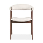 Chaise de salle à manger incurvée avec dossier en bouclette, pattes en bois, style Mid-Century, noyer/beige, pour 2 (lot de 2)