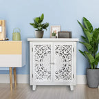 Meuble de rangement d'appoint sculpté blanc à 2 portes, 1 personne