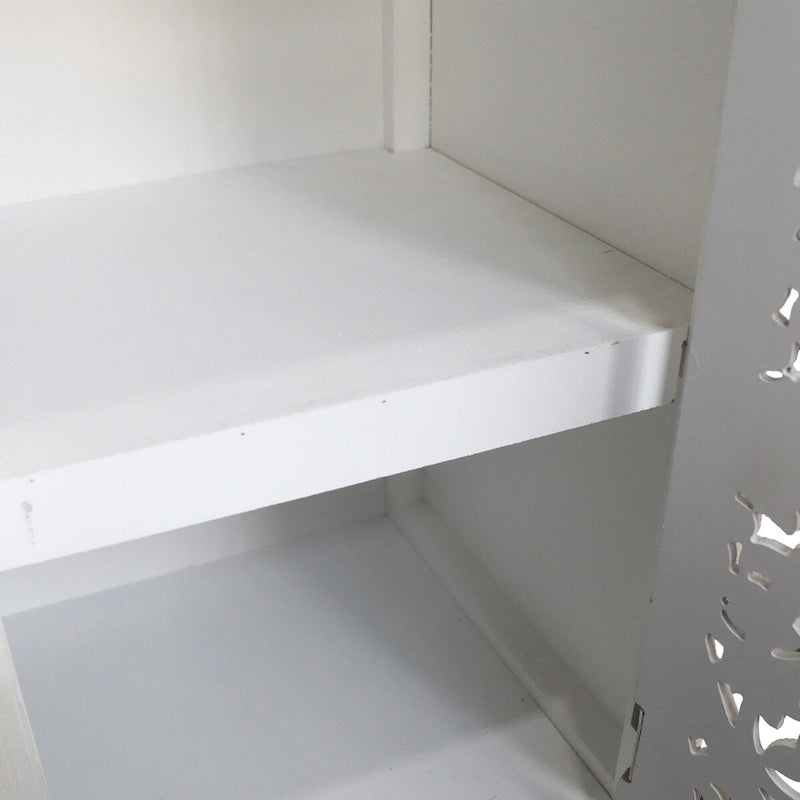 Meuble de rangement d'appoint sculpté blanc à 2 portes, 1 personne
