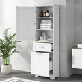 Meuble de rangement haut de salle de bain autoportant Blanc/Noir/Gris, 1 personne