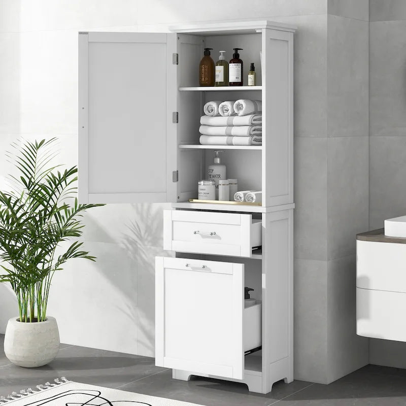 Meuble de rangement haut de salle de bain autoportant Blanc/Noir/Gris, 1 personne